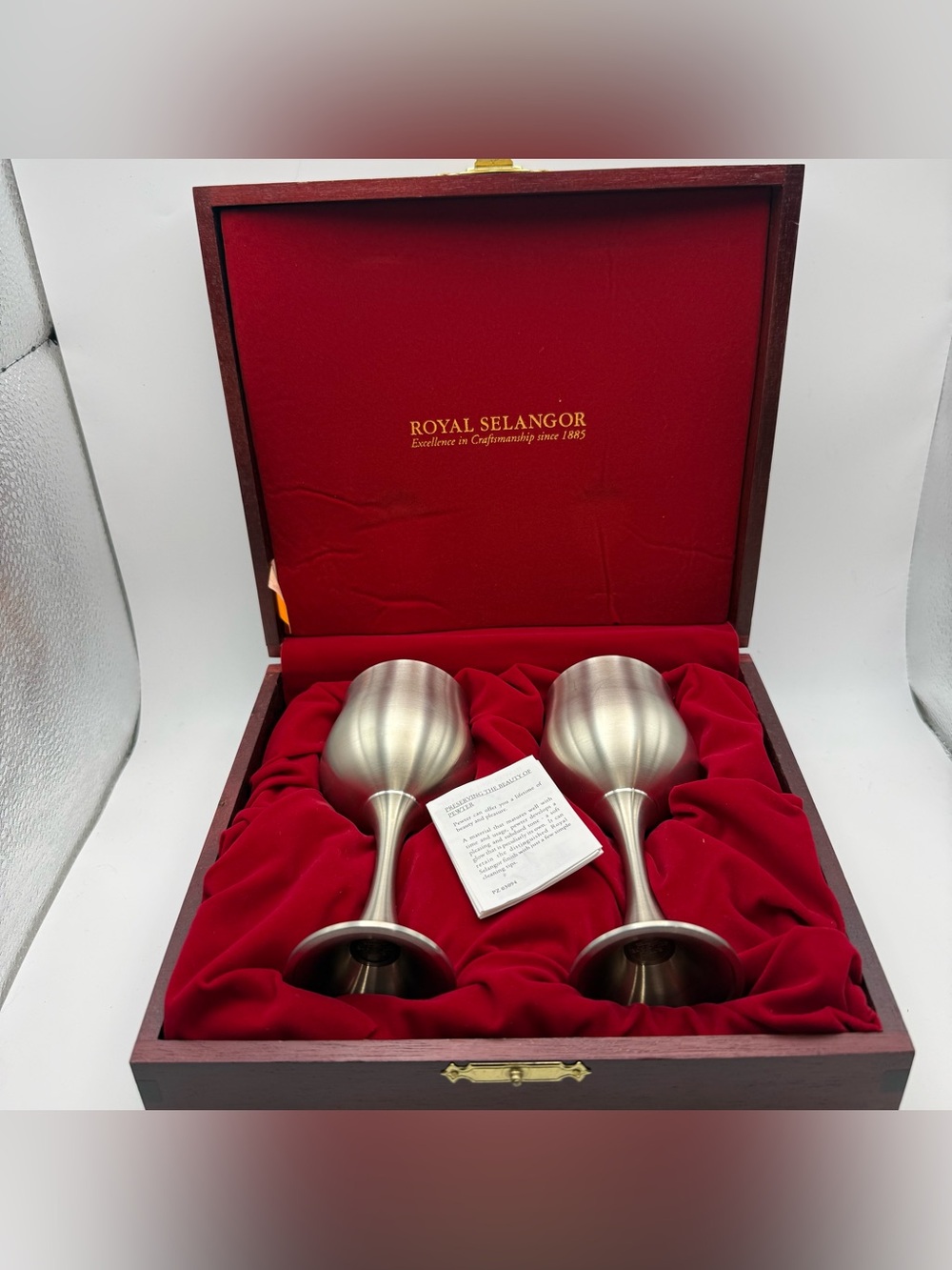 2 GOTHCORE ROYAL SELANGOR 1885 FINE PEWTER WINE GLASSES/GOBLETS BOXED FAIRYCORE